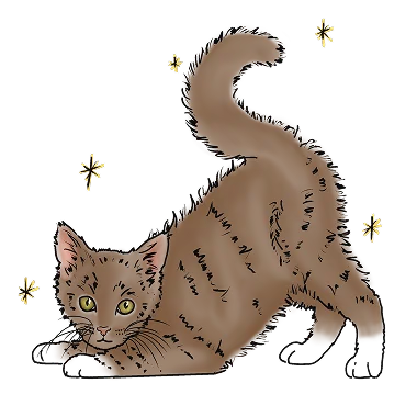 Illustration eines Katzenbabys mit glänzendem Fell